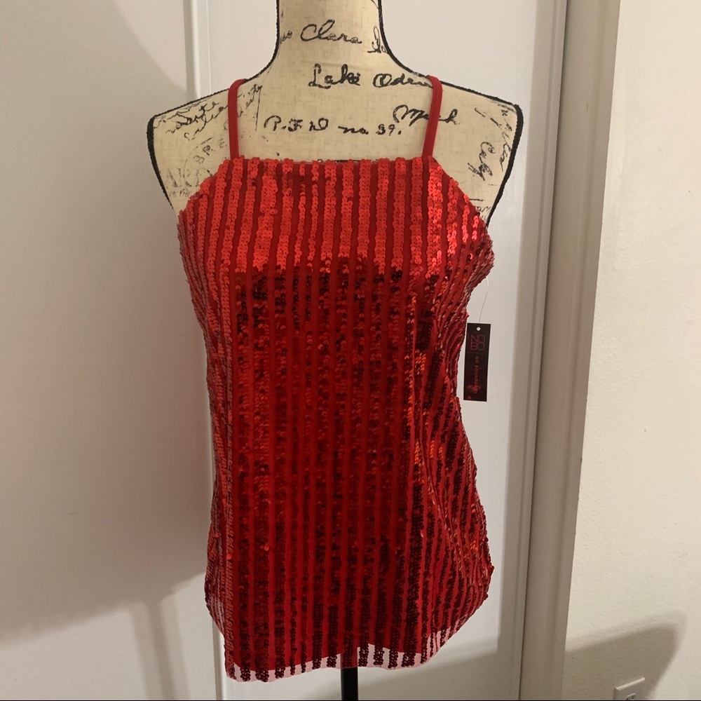 No Boundaries Jr. Red High Neck Sequin Cami